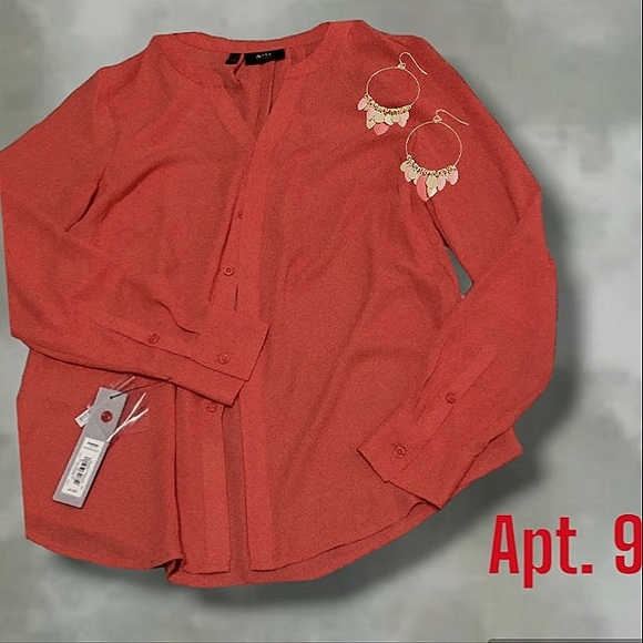 Apt 9 cayenne coral sheer button blouse XLP - Picture 16 of 16